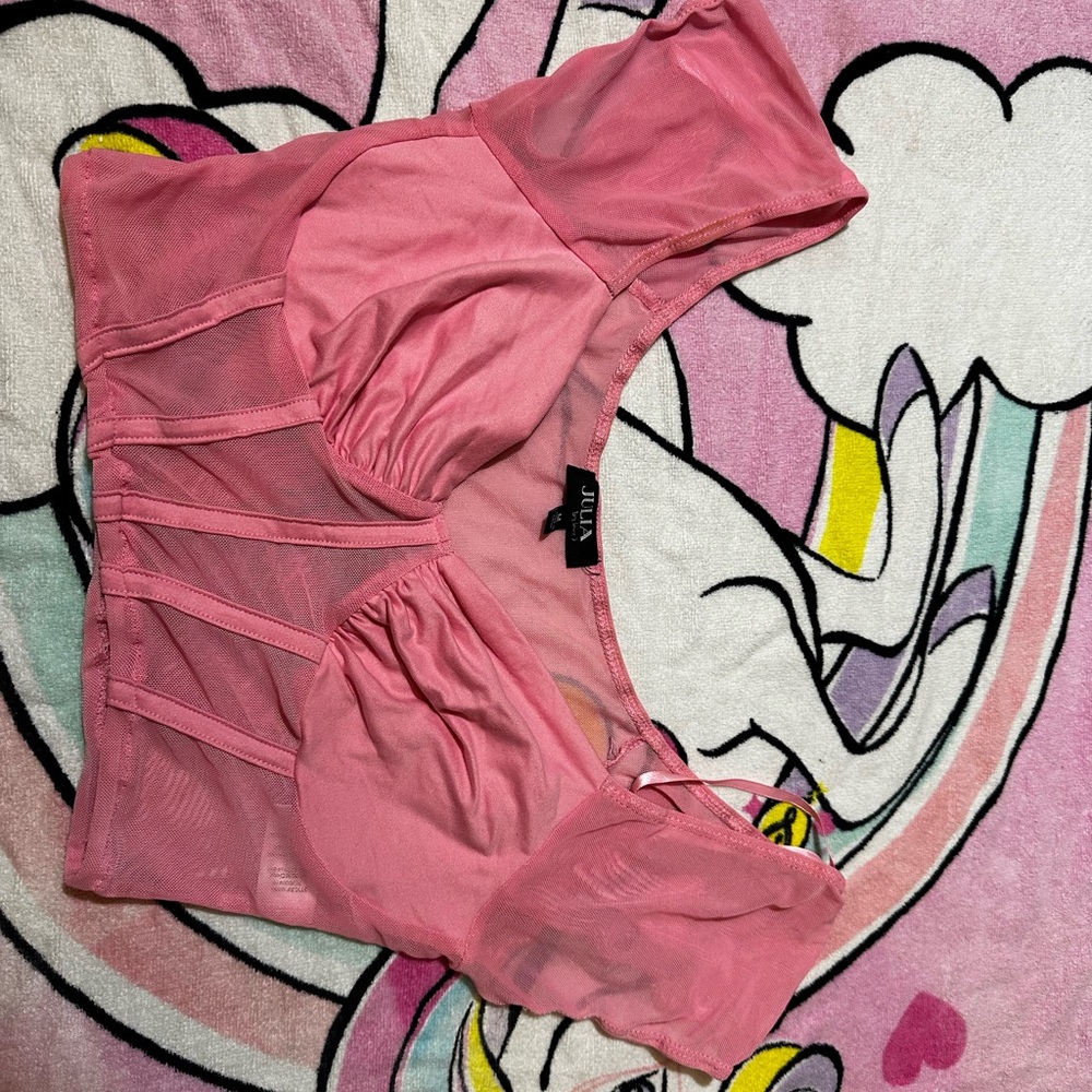 Rainbow Pink Mesh Crop Top